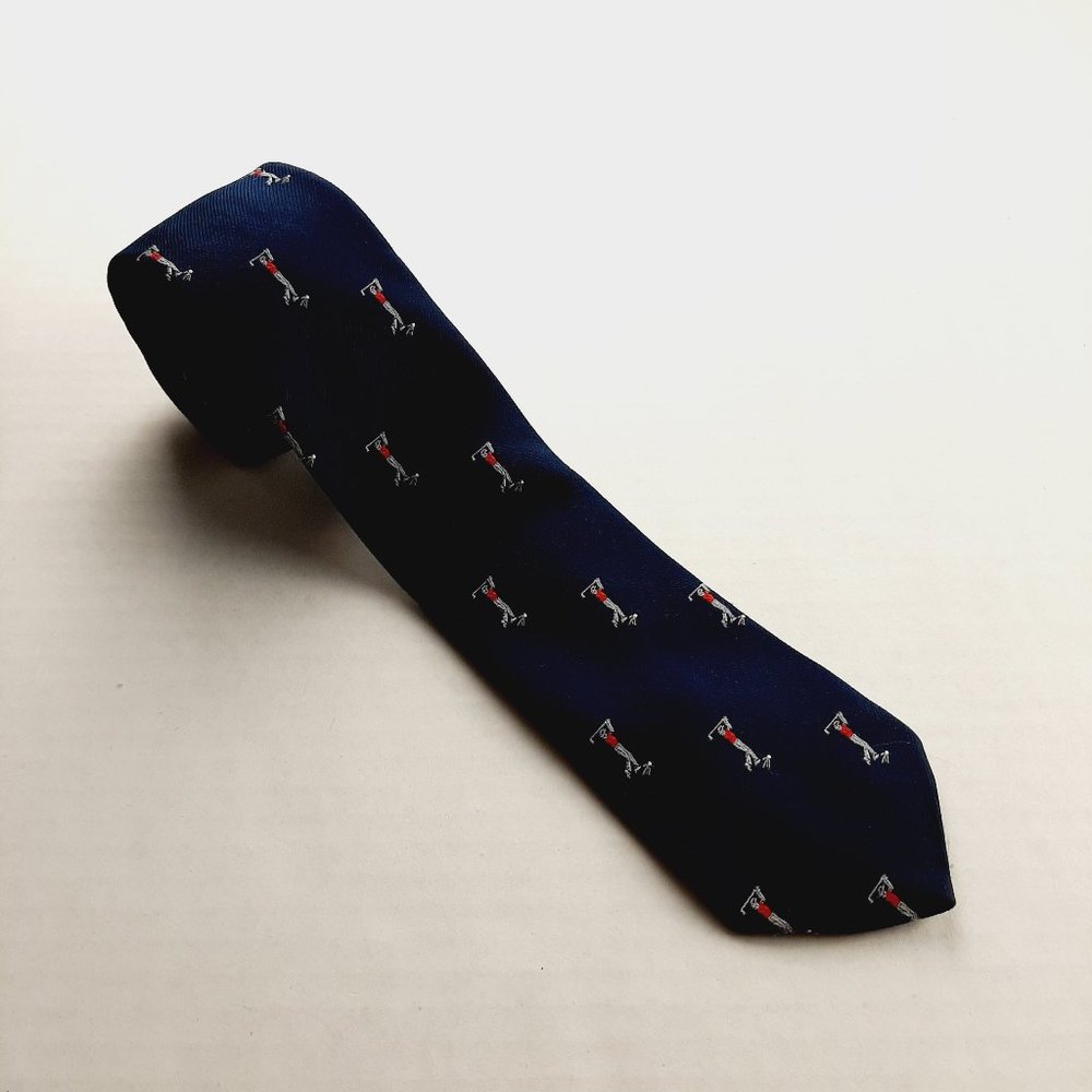 Executive Neckwear Mens Tie Navy Blue with Embroidered Golfers Classic Golfing
